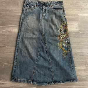 Vintage BoHo Floor Length Jean Skirt